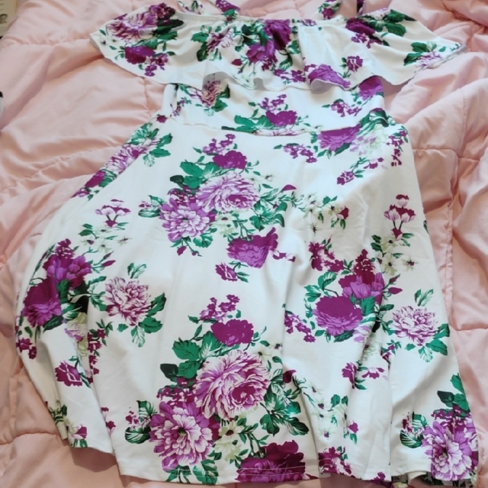 Floral Off-Shoulder Kids Dress